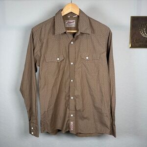 Rafter C Cowboy Collection Womens XL Tan Geometric Western Pearl Snap Shirt